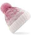 BB459 B459 Beechfield Ombré Pom Pom Beanie Dusky Pink / Off White colour image